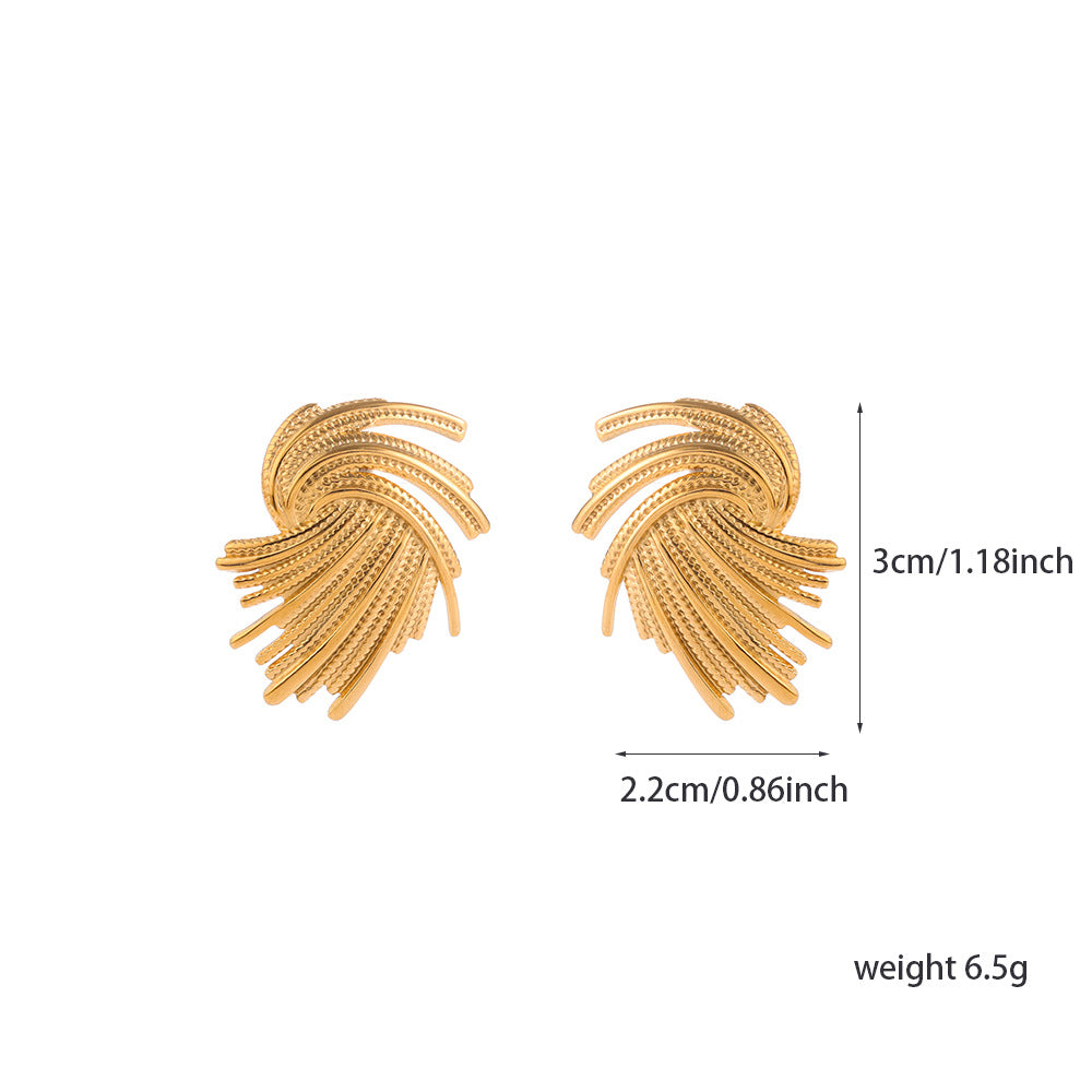 Pendientes de Tachuela de Acero de Titanio en Forma de Lazo Minimalista para Mujer, Joyería de Lujo Hipoalergénica con Chapado en Oro o Acero