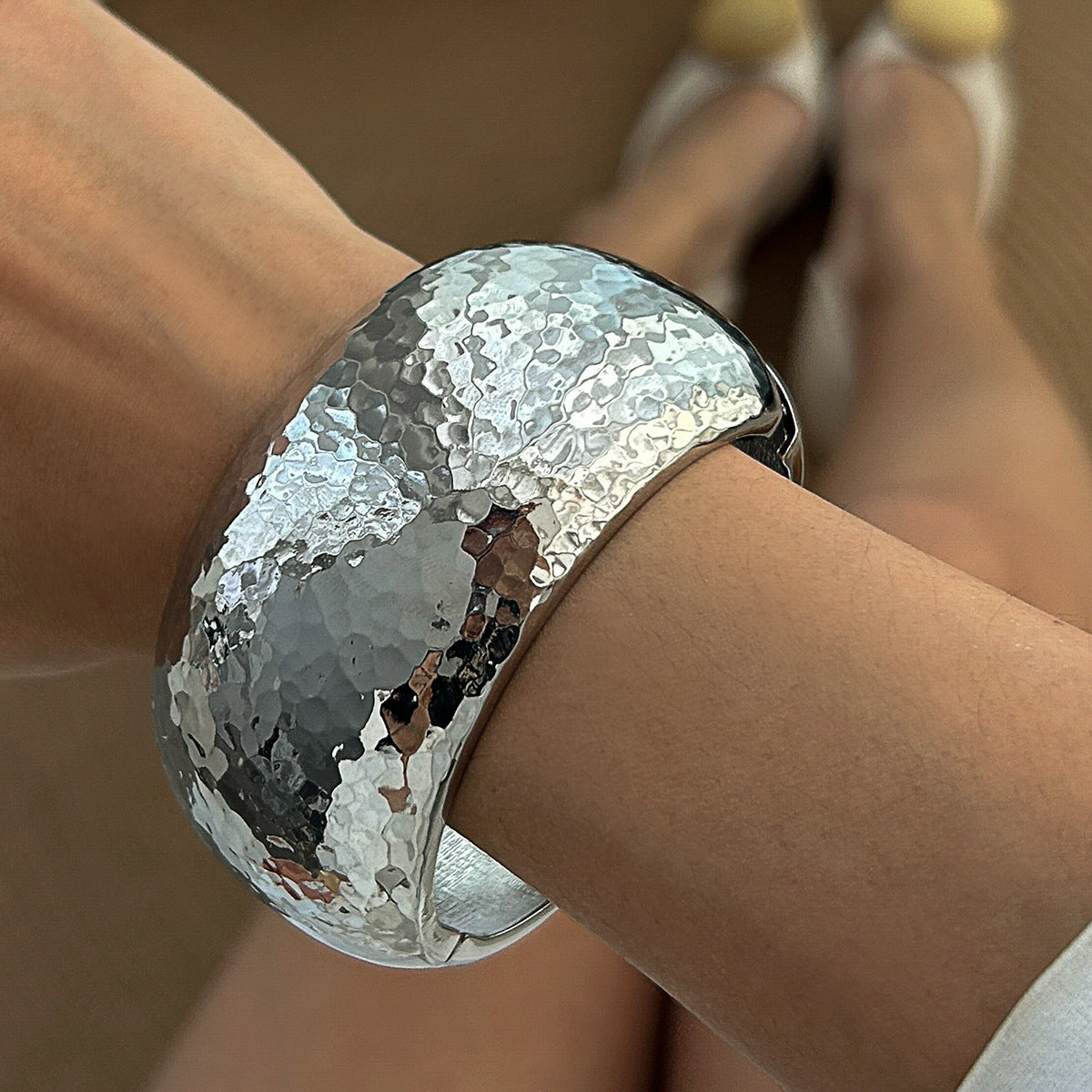 Minimalist Irregular Geometric Zinc Alloy Plated Wide Cuff Bracelet Set