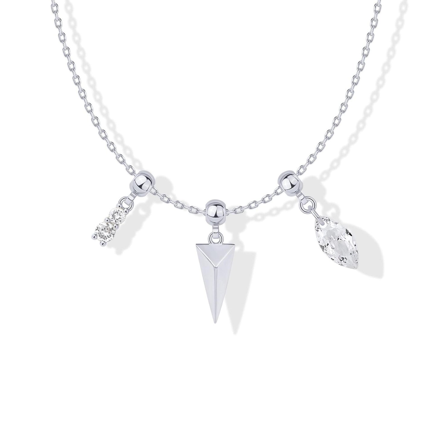 Minimalist Butterfly Heart Star Zircon Pendant Necklace for Women in Plated Copper with Mixed Gemstone Inlay
