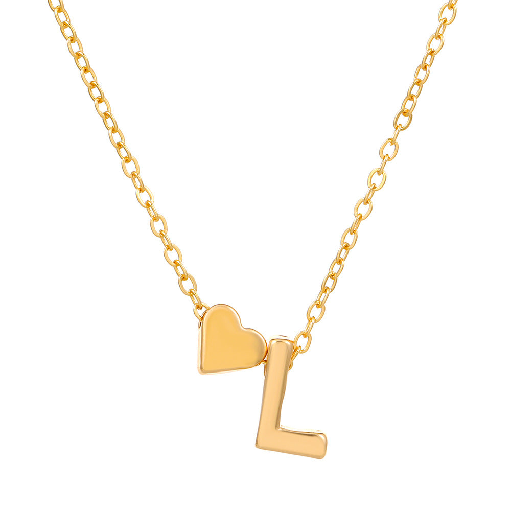 Sweet Heart Letter Alloy Plated Necklace Singapore Chain for Women