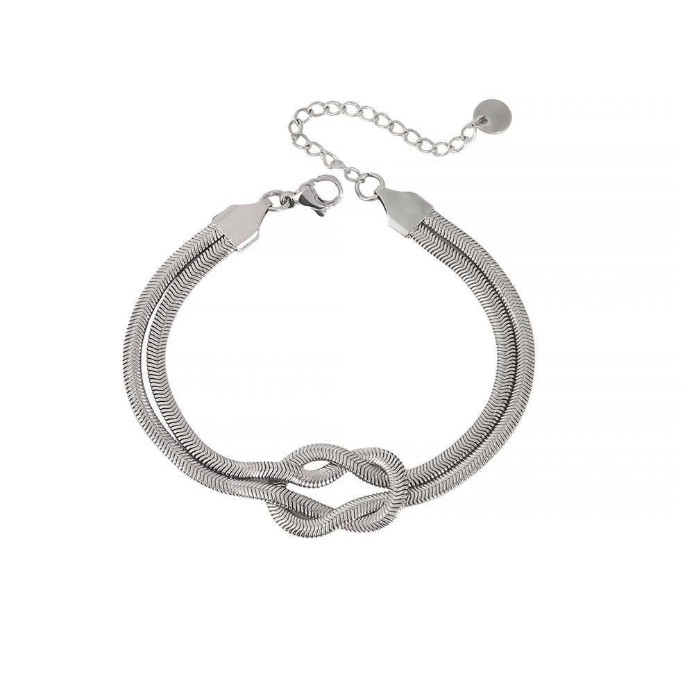 Minimalist Geometric Stainless Steel Snake Chain Necklace with 18K Gold Plating for Women