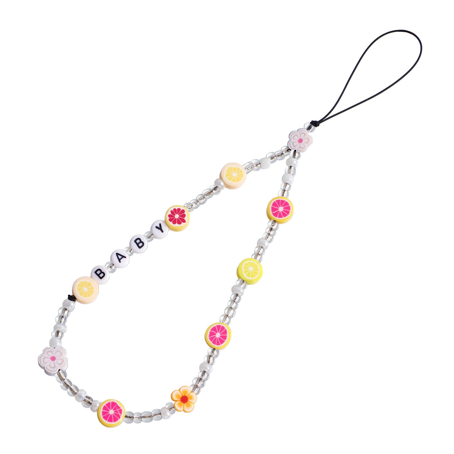 Minimalist Heart Floral Acrylic Plated Charm Bar Phone Strap