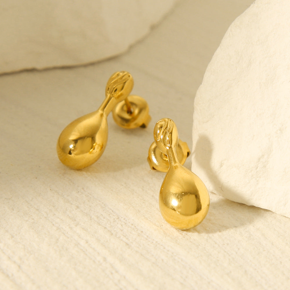 Aretes de acero inoxidable con diseño geométrico de gota de agua chapado en oro de 18 quilates de moda para mujer
