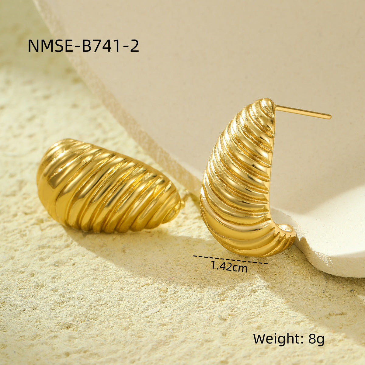 Orecchini a perno da donna in acciaio inossidabile con texture a spirale irregolare geometrica in stile vintage