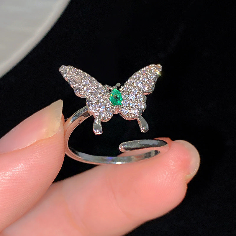 Minimalist Sweet Colorful Crown Flower Bow Teardrop Brass Ring with Cubic Zirconia Inlay for Women