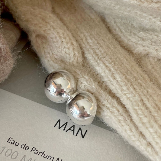 Minimalist Semi-Circular Polished 925 Sterling Silver Stud Earrings with Micro-Pave Setting