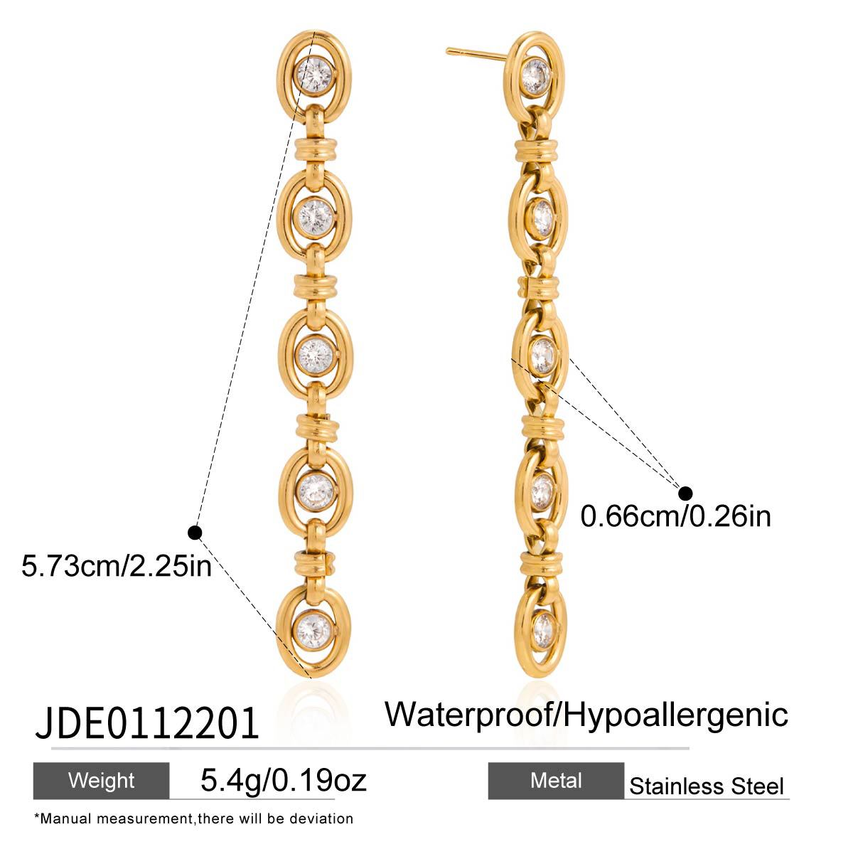 Elegantes Pendientes Colgantes con Borla de Acero Inoxidable PVD de Circonita Cúbica de Diseño Geométrico para Mujer