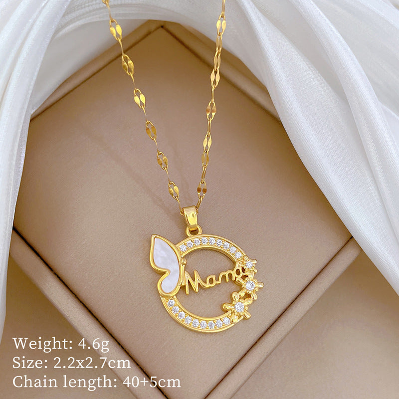 Collar de titanio con diamantes de imitación, cielo estrellado geométrico, para mujer, cadena de labios minimalista, estilo dulce