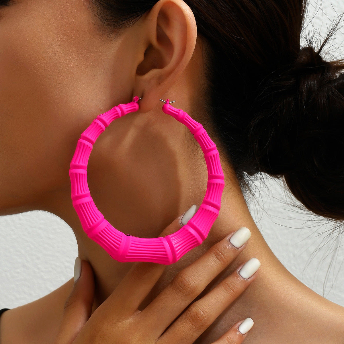 Geometric Hoop Earrings for Women with Rhinestone Inlay and Plated Stainless Steel Posts