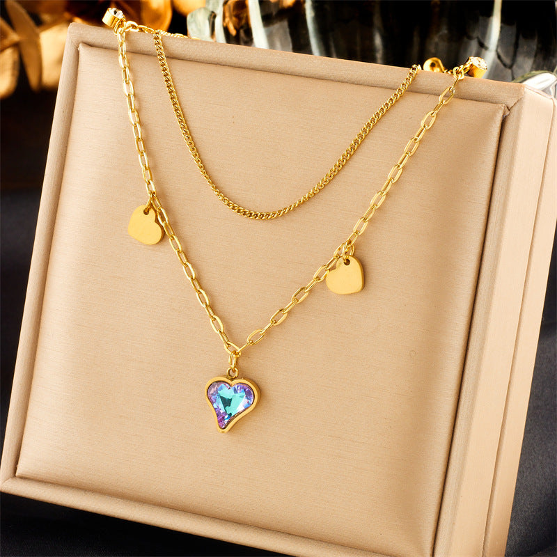 Collana da donna con ciondolo a farfalla e stella a strati in acciaio inossidabile alla moda