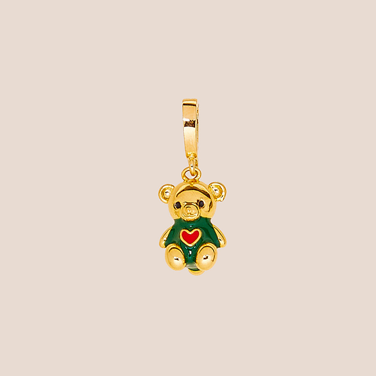 Colgante Corazón Oso Vintage de Acero Inoxidable con Baño de Oro PVD