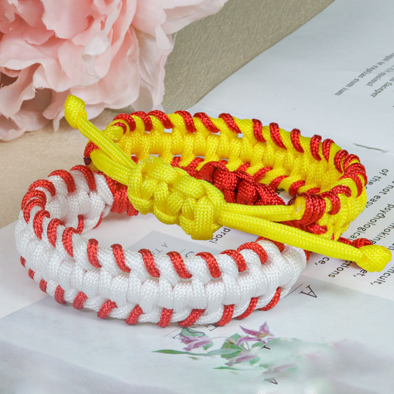 Geometric Polka Dot Woven Paracord Bracelet Adjustable Outdoor Survival Friendship Bangle for Unisex