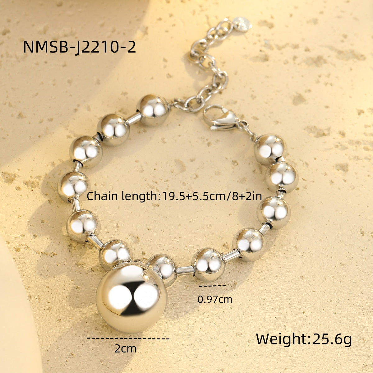 Pulsera con cuentas de acero inoxidable chapado en oro de 18 quilates con diseño de corazón minimalista de moda para mujer
