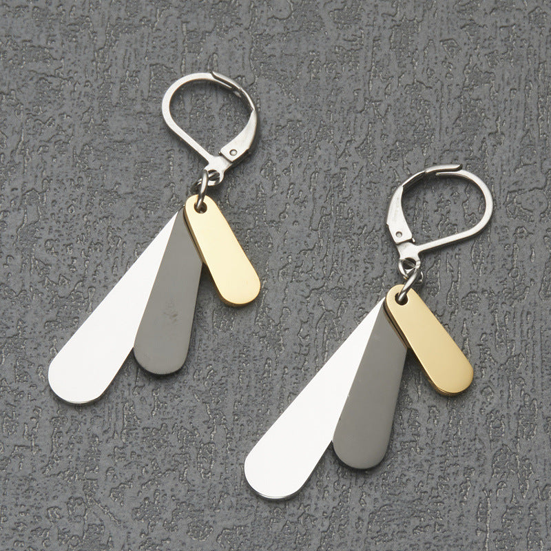 Minimalist Geometric Stainless Steel Dangle Earrings for Women with Precision Crafted Finish