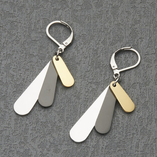 Orecchini pendenti da donna minimalisti geometrici in acciaio inossidabile con finitura di precisione