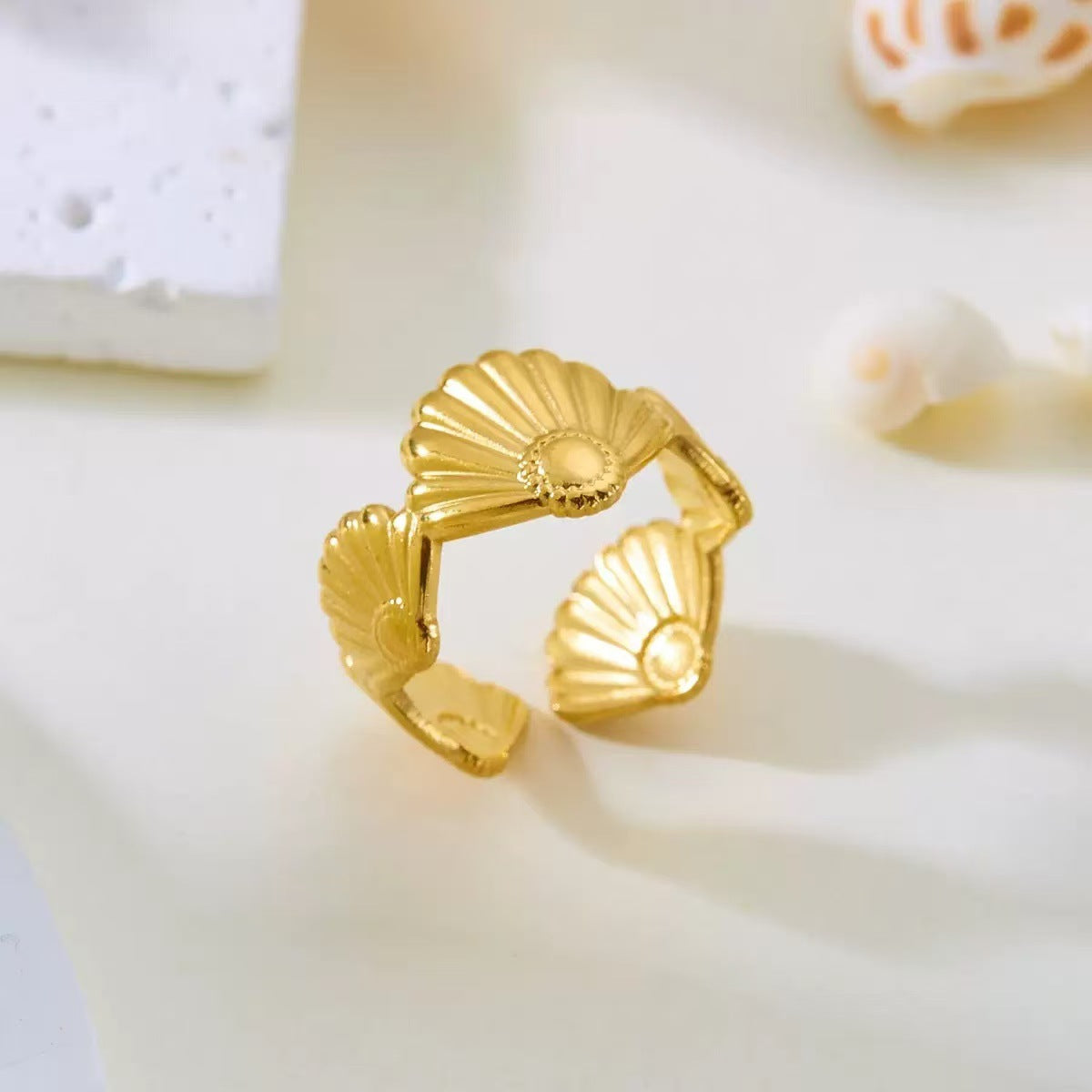 Elegant Gold Plated Stainless Steel Butterfly Star Geometric Ring