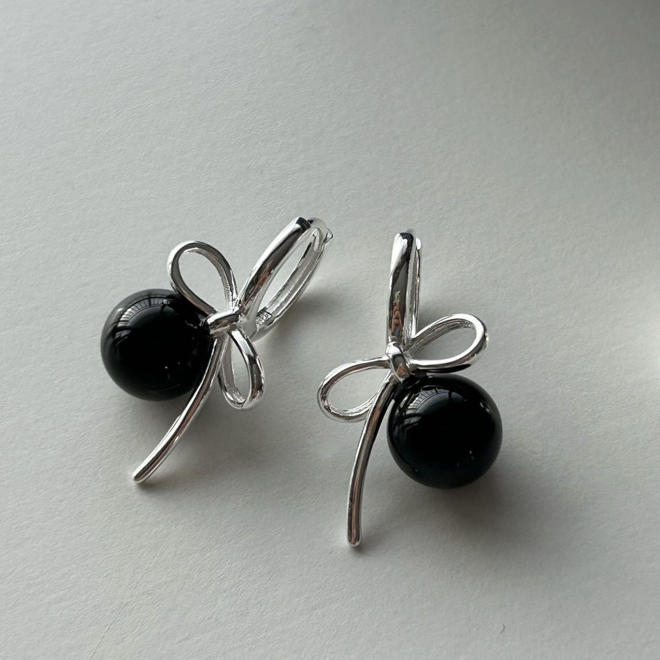 Minimalist Bow Knot Stud Earrings in 925 Sterling Silver with Geometric Edge Detail
