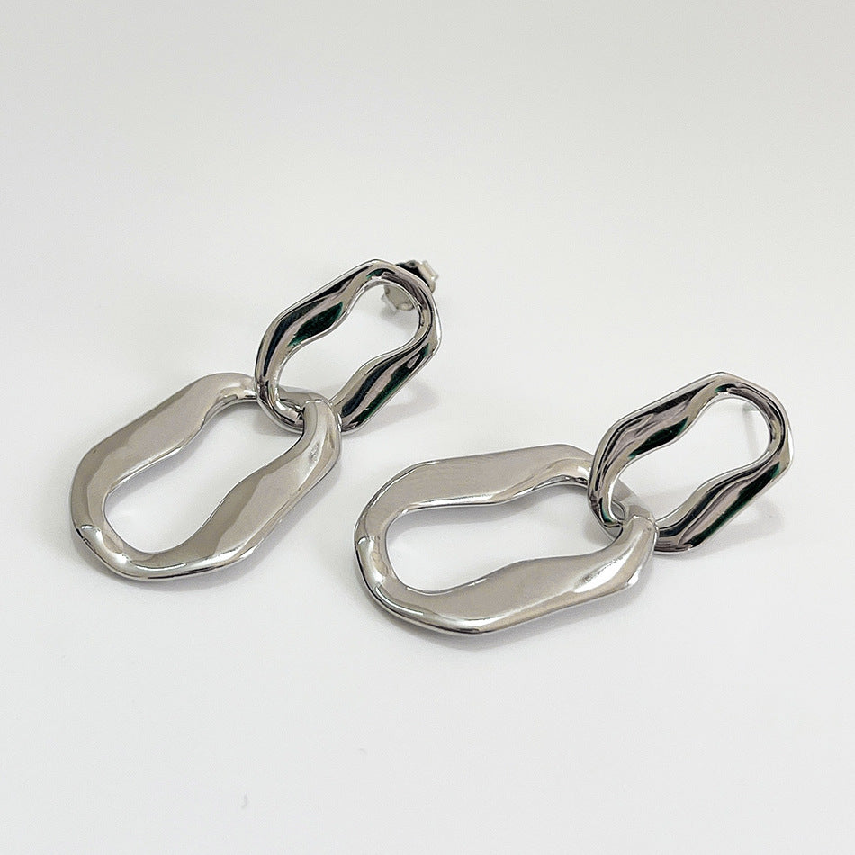 Orecchini larghi a cuore geometrico minimalisti in argento sterling 925
