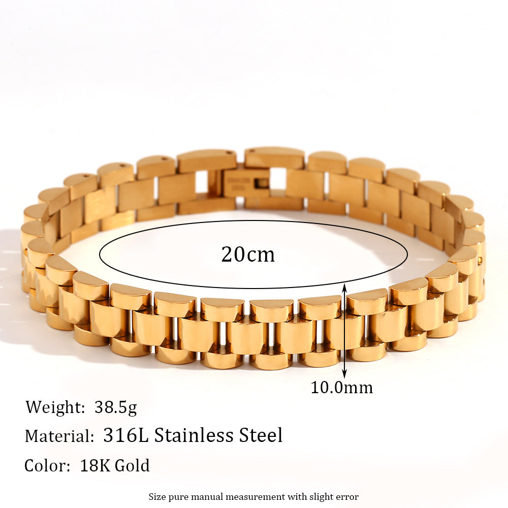 Bracciale di lusso da donna in acciaio inossidabile placcato oro 18 carati, geometrico e minimalista