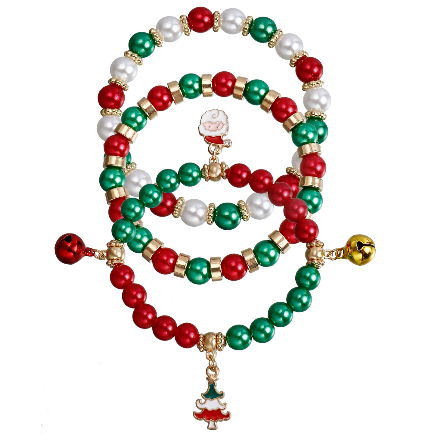 Geometric Acrylic Beaded Bracelet Set with Plated Finish for Christmas Holiday Gift