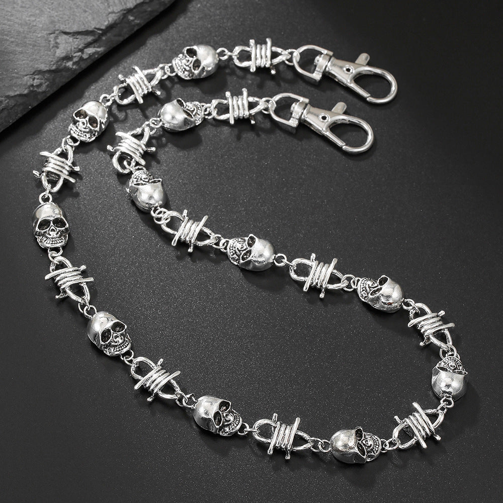 Punk Vintage Hip-hop Zinc Alloy Polished Skull Waist Chain for Men and Women