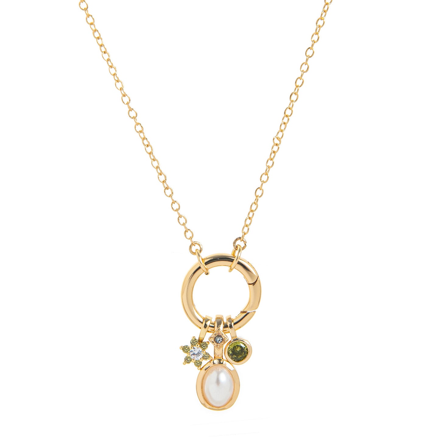 Collana geometrica con pietra portafortuna in ottone placcato oro con ciondolo a barra e zirconia cubica per donna