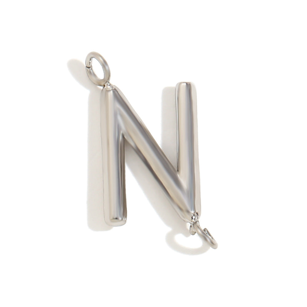 Minimalist 18K Gold Plated Stainless Steel Letter Charm Bar