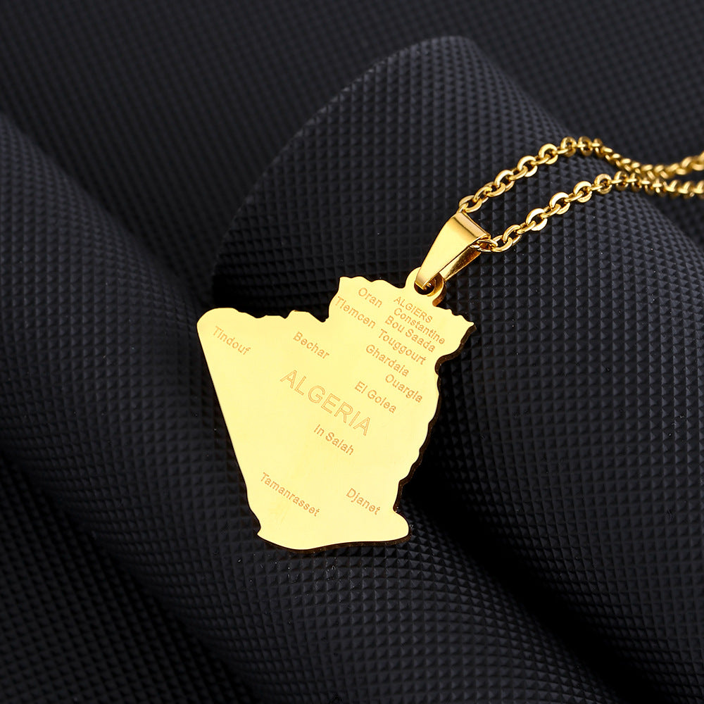 Collar con Colgante Geométrico de Acero Inoxidable para Mujer con Dije de Acero de Titanio y Acabado Chapado en Cadena Tipo O