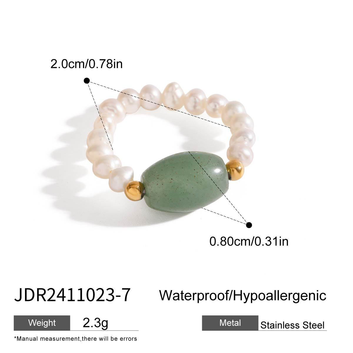Anello geometrico placcato in acciaio inossidabile con perla d'acqua dolce da donna
