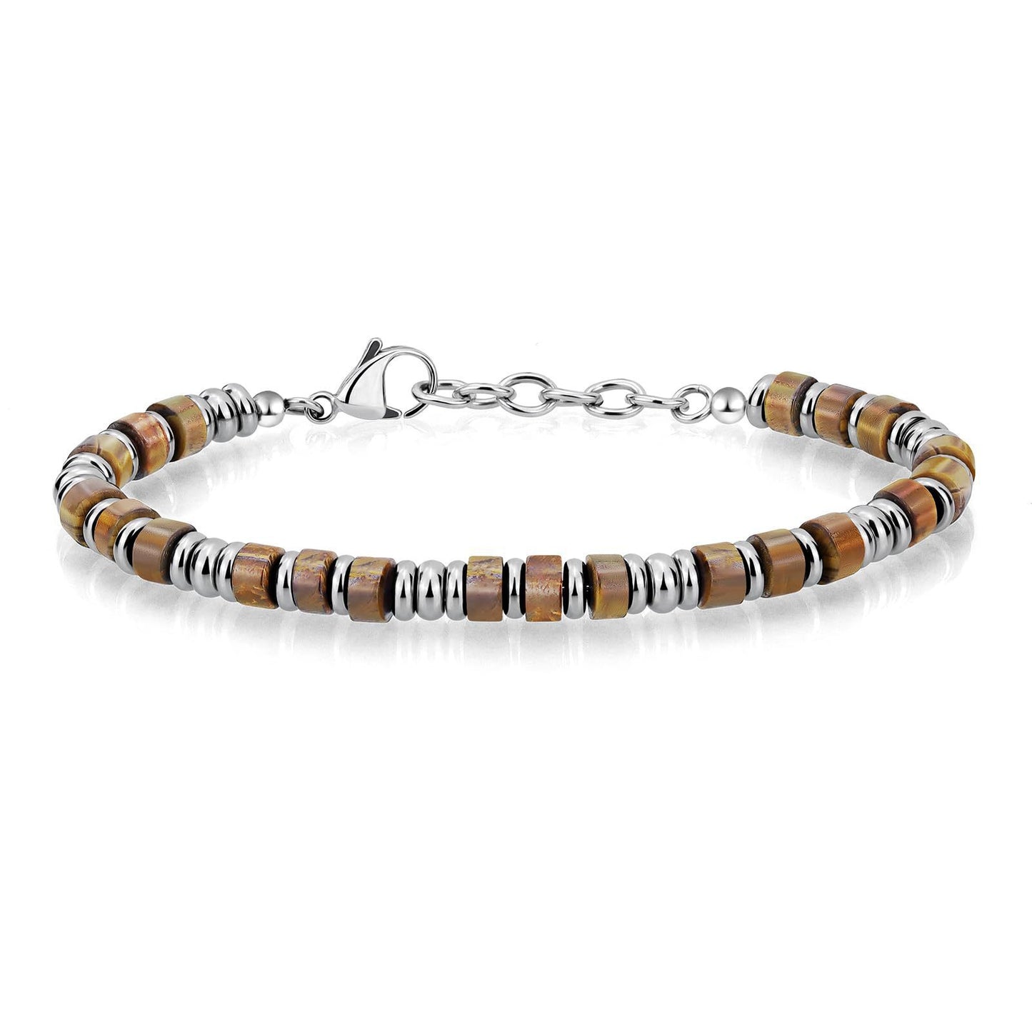 4mm Natural Obsidian Geometric Round Stainless Steel Bracelet Unisex