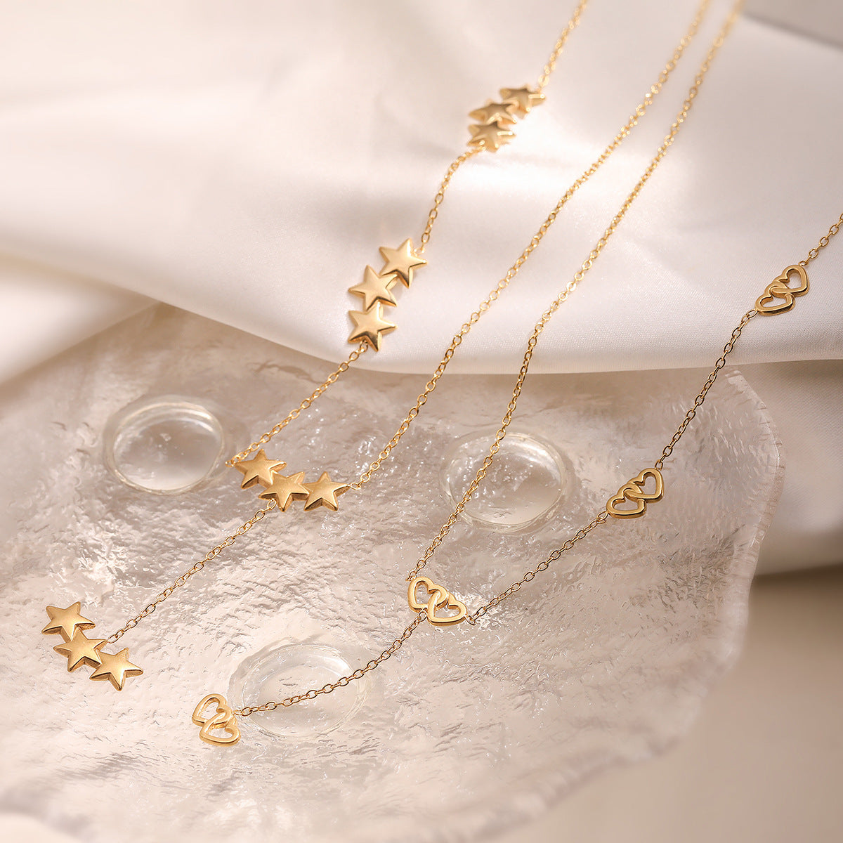 Minimalist Geometric Stainless Steel Pendant Necklace with 18K Gold Plating and Asymmetrical Tassel for Women