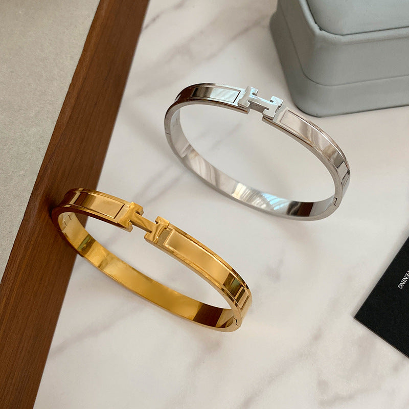 Letter Titanium Steel Plated Bracelet for Women