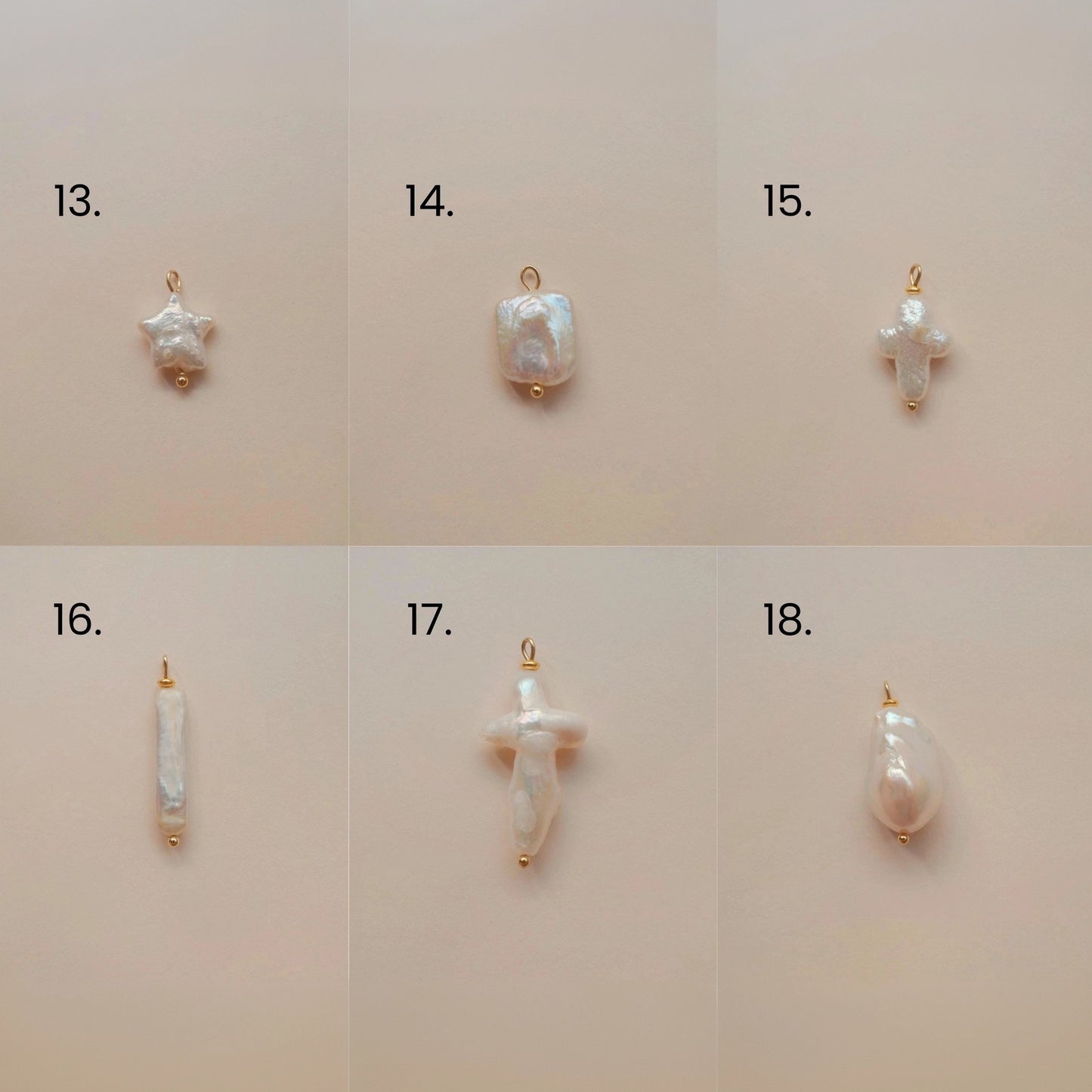 Vintage Geometric Stainless Steel 18K Gold PVD Plated Pearl Shell Pendant Necklace DIY Charm Bar Unisex