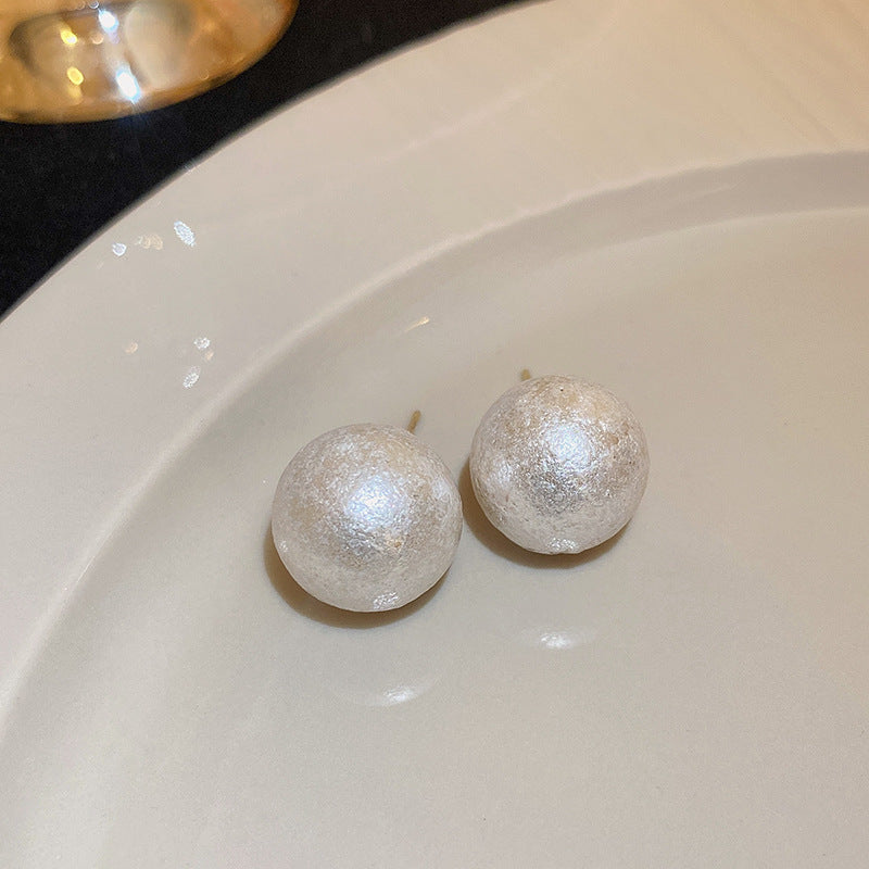 Orecchini a perno con perla geometrica vintage di lusso in rame placcato con perni in acciaio per donna