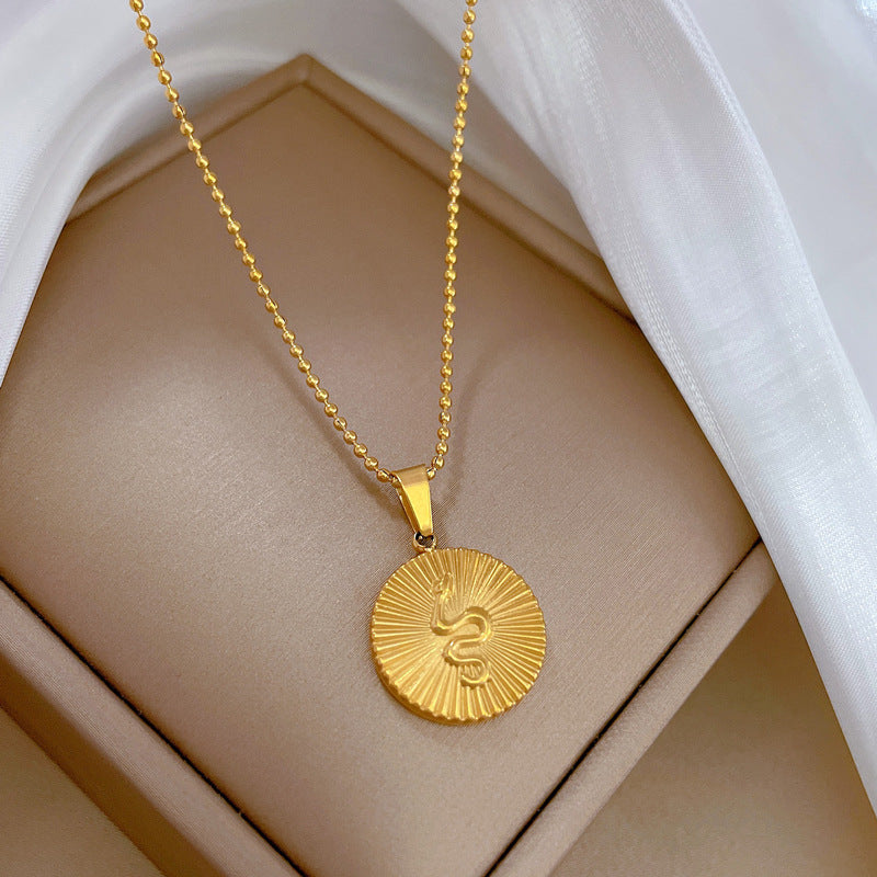 Collana a Catena Serpente Minimalista Geometrica in Acciaio Titanio con Placcatura in Oro per Donna e Uomo