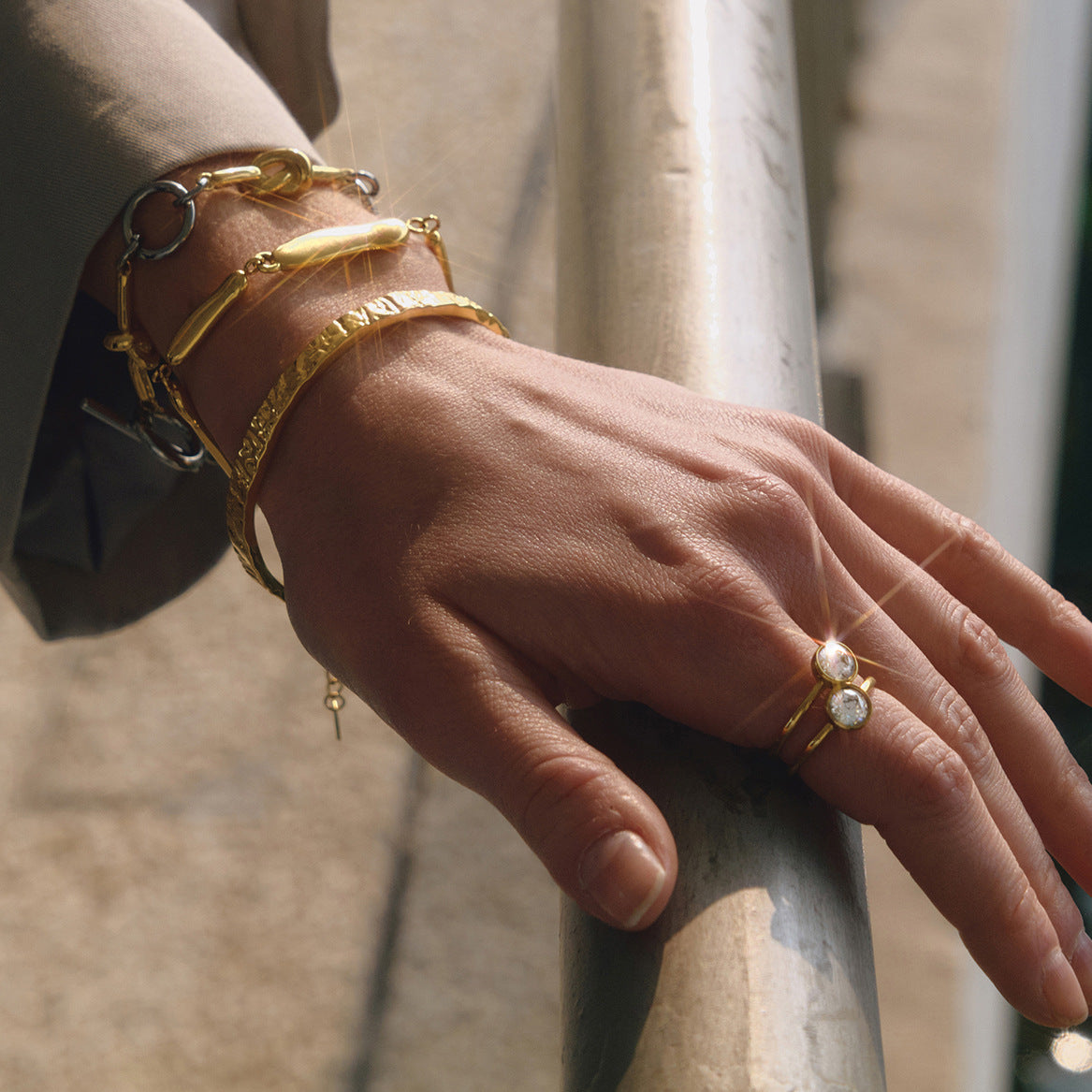 Bracciale da donna in acciaio inossidabile placcato geometrico