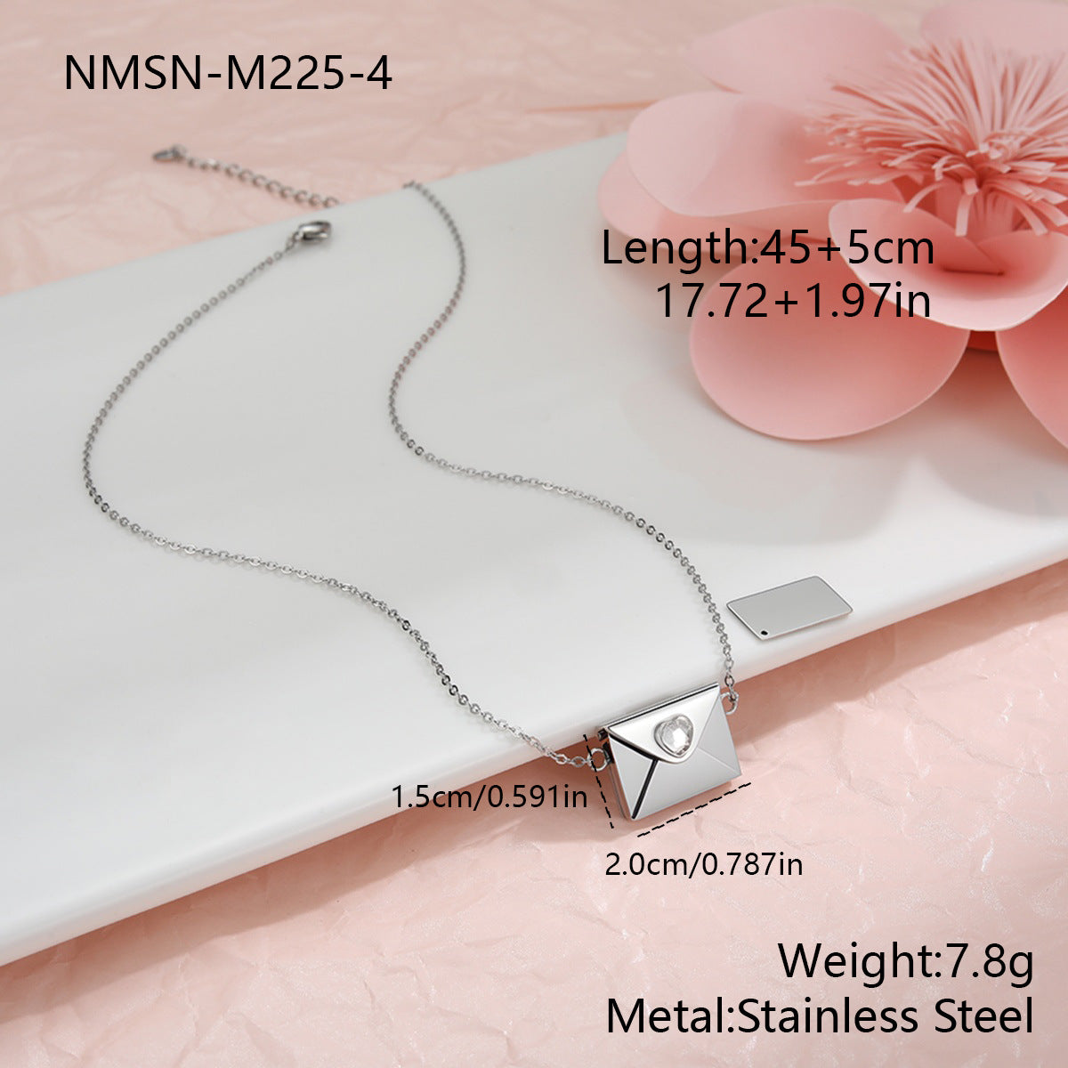 Elegante collana da donna in acciaio inossidabile placcato oro 18 carati con ciondolo a forma di busta a cuore fai da te