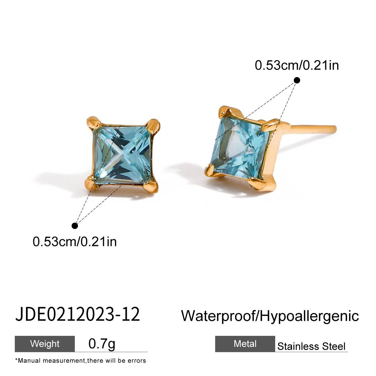 Orecchini a Clip di Lusso da Donna Geometrici in Acciaio Inossidabile con Strass Intarsiati