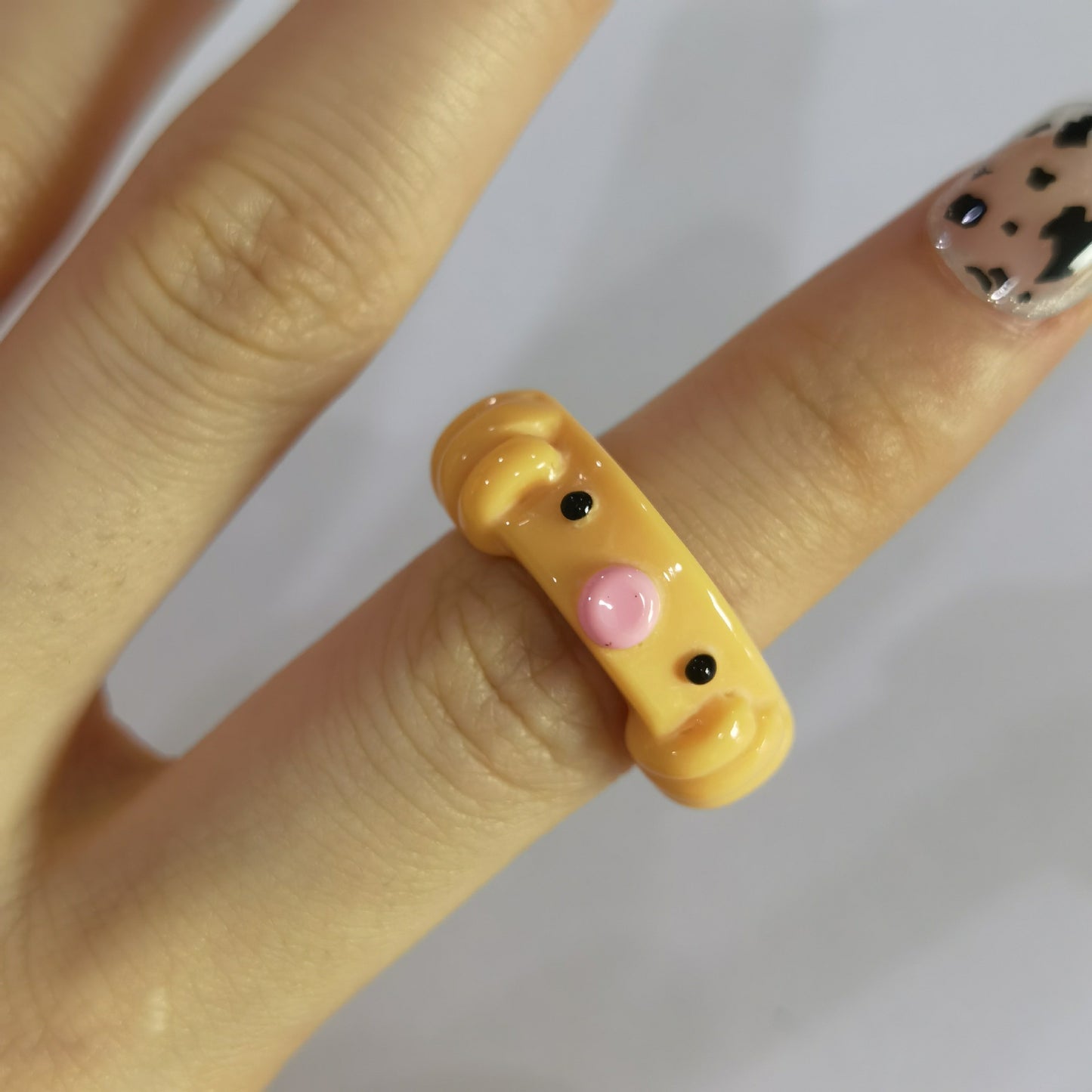 Anillo de rana de resina estilo vintage dulce y fresco para mujer