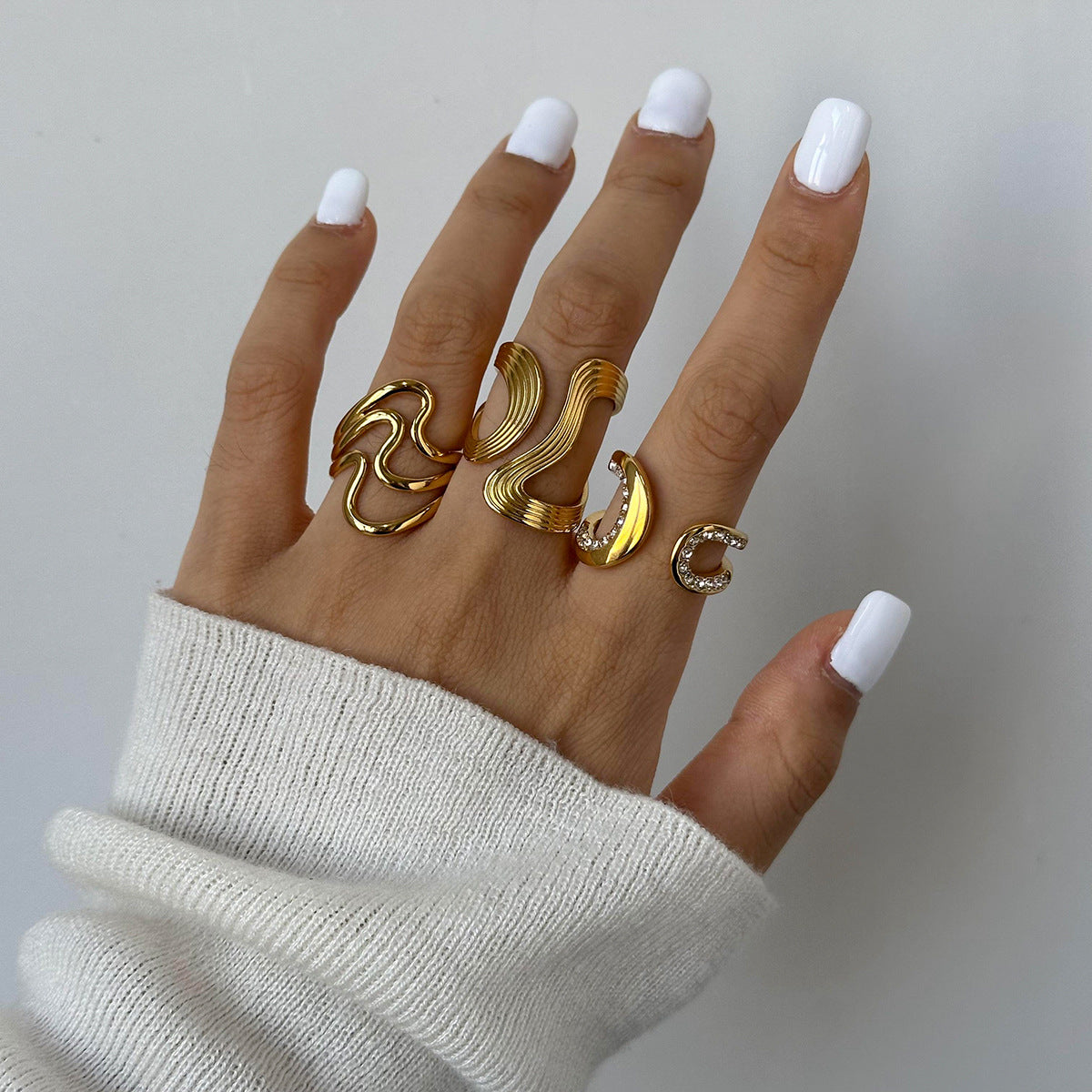 Gold Plated Geometric Stainless Steel Ring