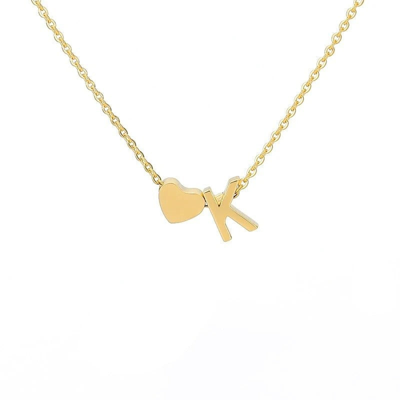 Collana Minimalista con Ciondolo a Cuore in Acciaio Inossidabile, Charms in Acciaio al Titanio e Finitura Placcata per Uomo e Donna