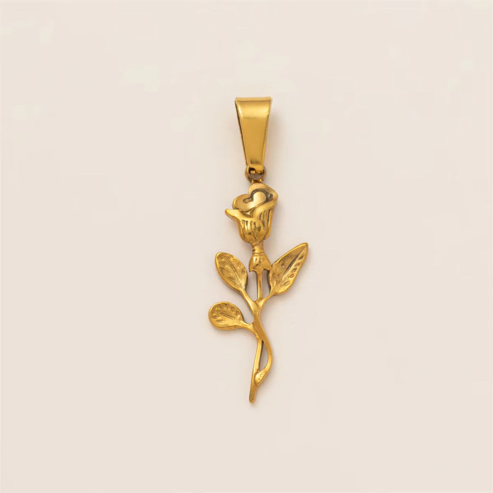 Minimalist 18K Gold Plated Titanium Steel Butterfly Charm Bar with Shell Conch Elements for Women
