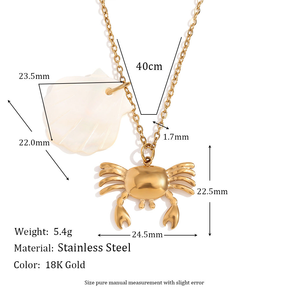 Minimalist Shell and Star Pendant Necklace in Stainless Steel with 18K Gold Plating for Women
