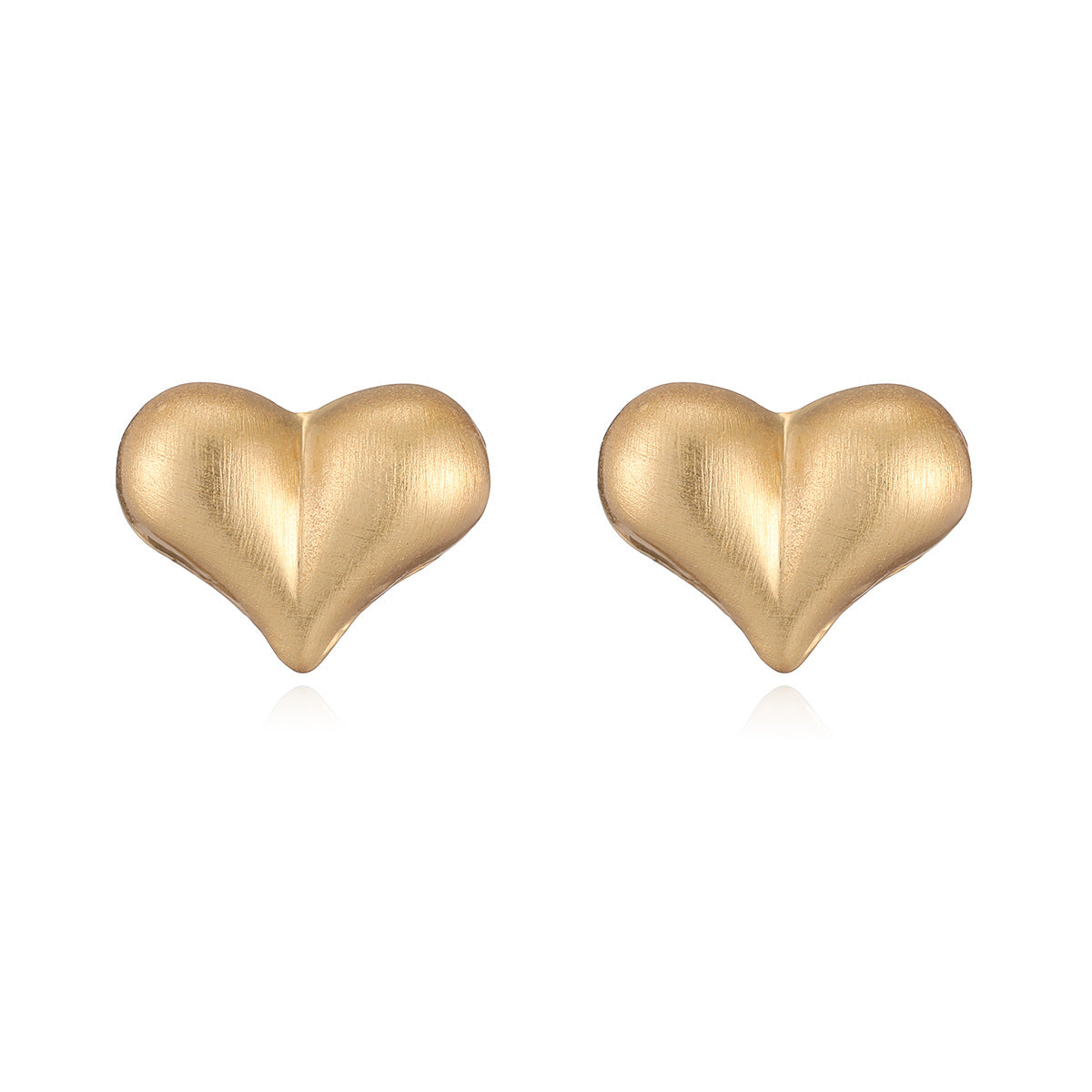 Vintage Elegant 18K Gold Plated Geometric Heart Brass Stud Earrings