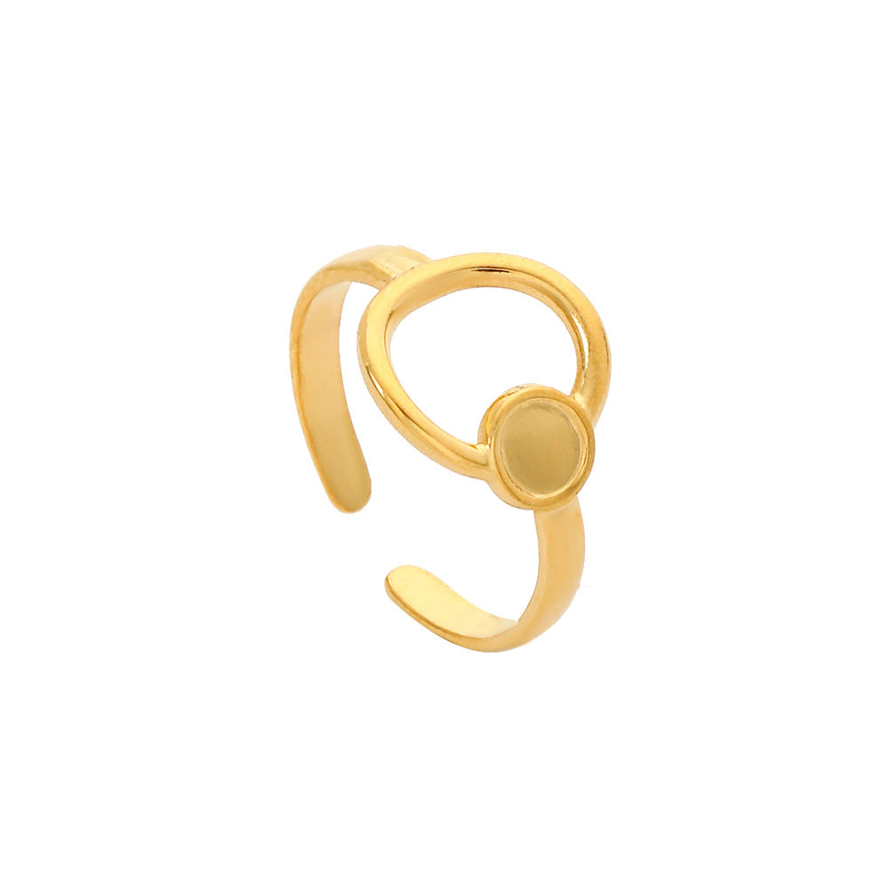Minimalist Geometric Hollow Open Adjustable Titanium Steel Ring