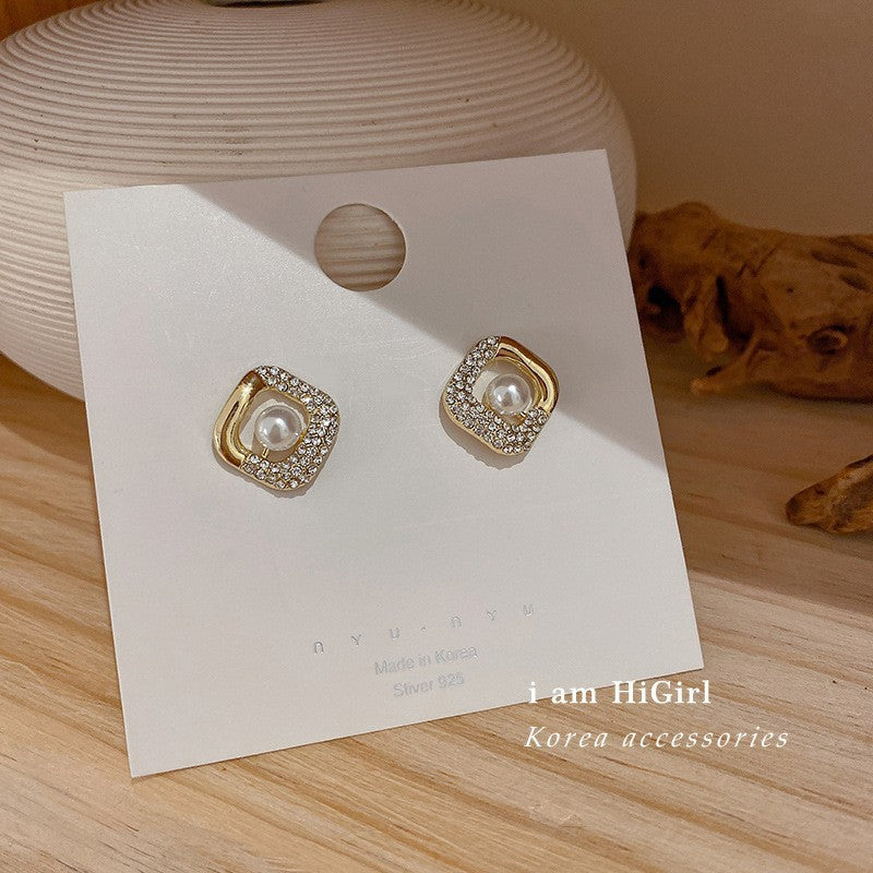 Chic Vintage Heart-Shaped Enamel Earrings with 925 Sterling Silver Posts for Women