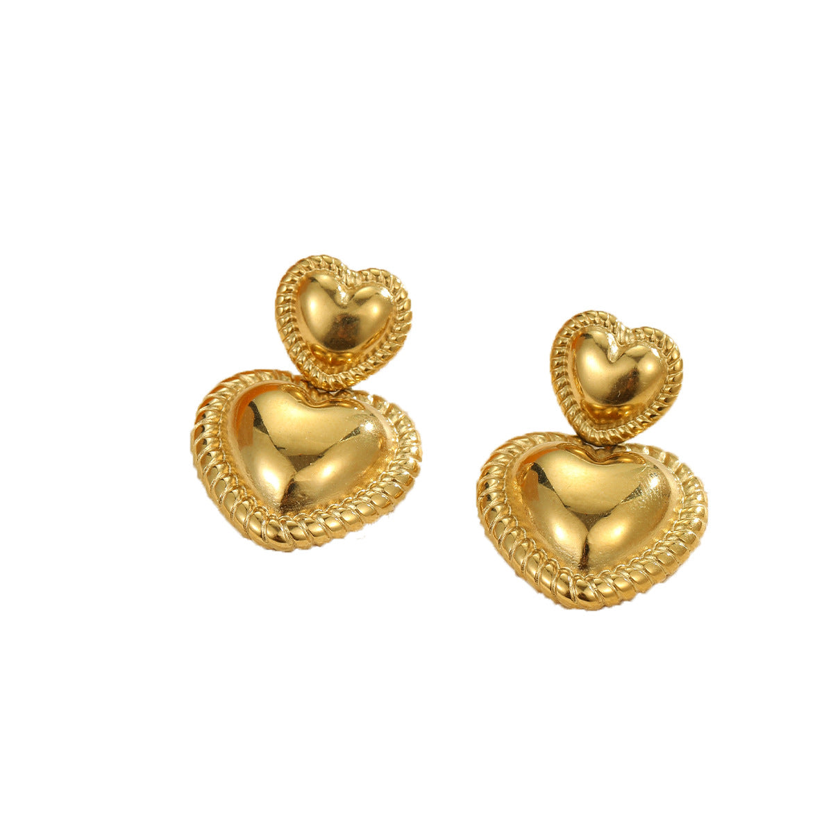 Fashionable Heart-Shaped Titanium Steel Earrings for Women with Electroplated Finish and Geometric Design