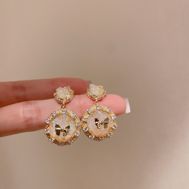 Orecchini in Stile Barocco a Forma Floreale con Strass e Perni in Acciaio Inossidabile per Donna