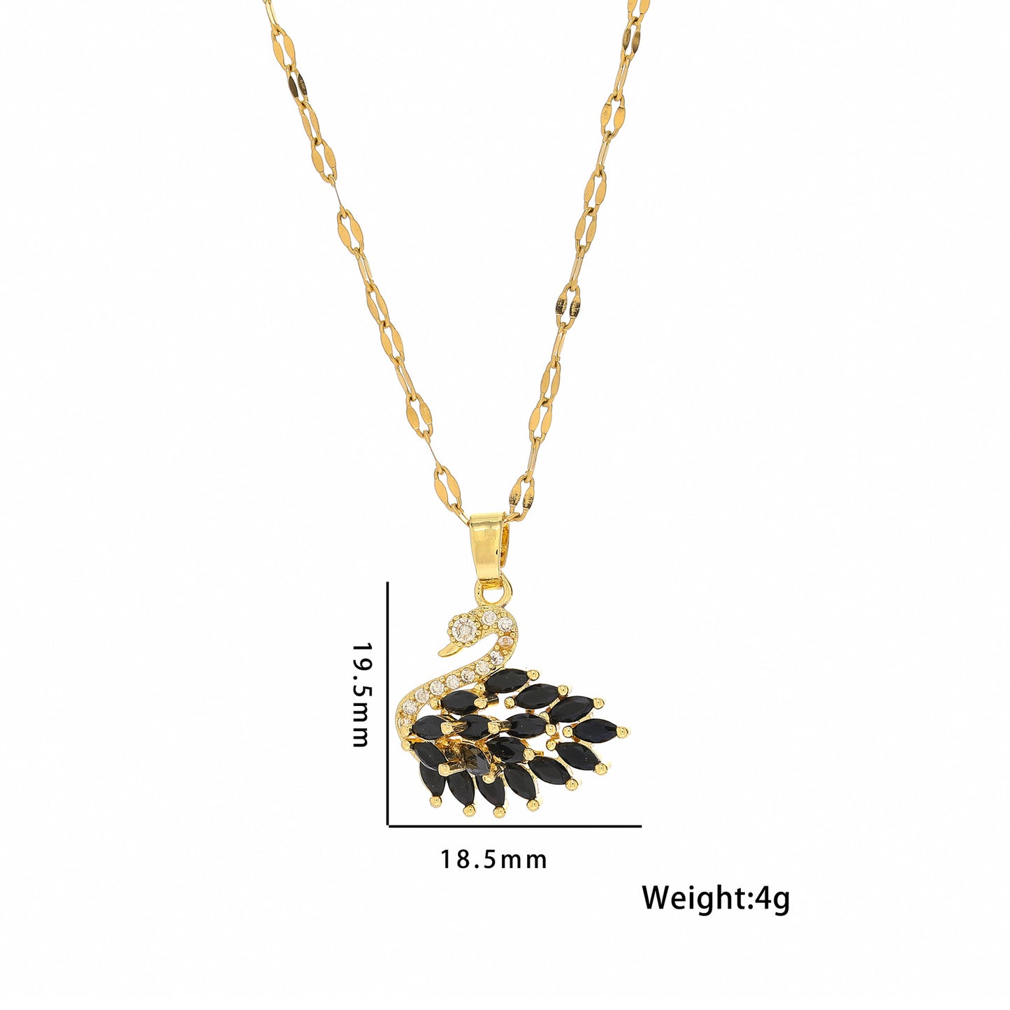 Collar Minimalista de Cisne en Acero de Titanio con Incrustaciones de Pedrería en Cadena Ondulada para Mujer