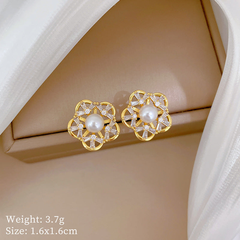 Geometric Stud Earrings for Women with Plated Copper Design, Elegant Long Tassel Drop Earrings, Sweet Style Jewelry